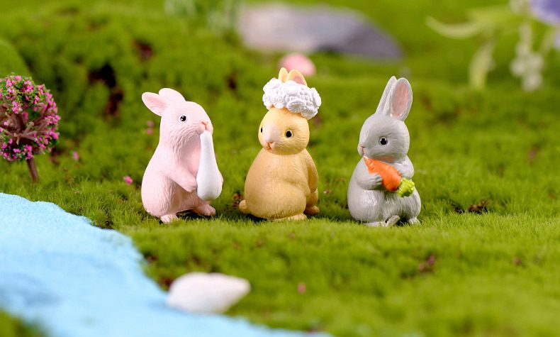 Mini Fairy Garden Animals Cartoon Resin Rabbit Dolls Pot Bonsai Micro Landscape Miniature Garden Terrariums Fairy Garden Decoration Wholesale Fairy Garden Accessories Supplies Lovely Mini Rabbit Small Kids Toys